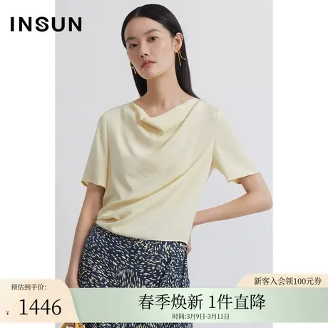 INSUN恩裳夏季褶皱领口奢华衬衫图片