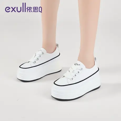 exull/依思Q小白鞋秋季新款简约时尚运动板鞋低帮厚底女士休闲鞋商品大图