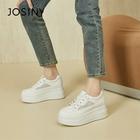 Josiny/卓诗尼厚底小白鞋女2024夏季新款春季松糕透气网面板鞋女商品大图