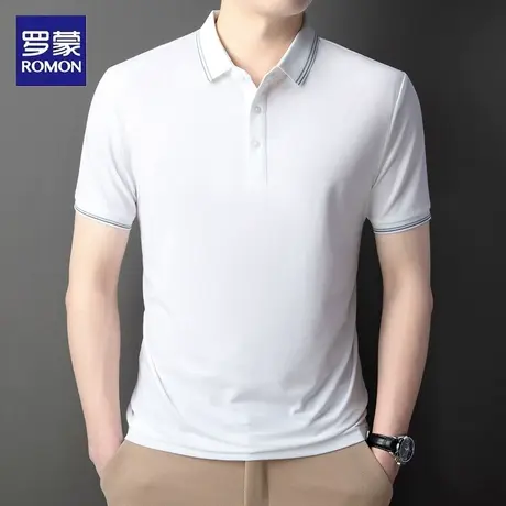 罗蒙桑蚕丝短袖t恤男士夏季商务休闲亲肤透气柔顺百搭纯色polo衫图片