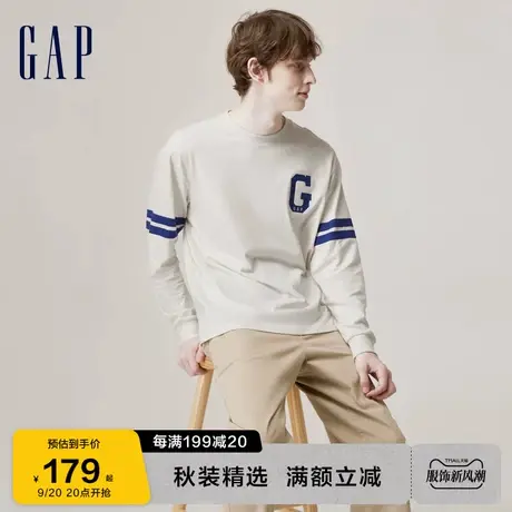 Gap男女装秋季2023新款LOGO学院风宽松落肩T恤773179时尚潮流上衣图片