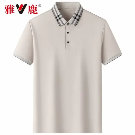 抗菌防晒凉感 雅鹿短袖t恤夏纯色翻领商务休闲薄款polo衫男士中年商品大图