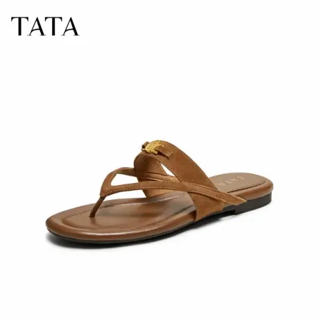 【好物体验专享】TATA他她平底人字拖拖鞋女复古外穿夹脚凉拖鞋夏图片