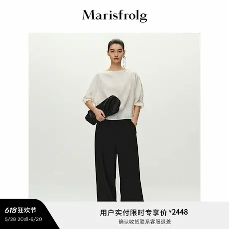 【无压力职场】Marisfrolg玛丝菲尔2025夏新款黑色直筒休闲阔腿裤图片
