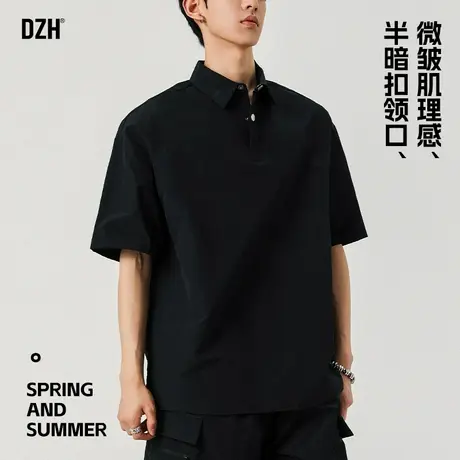 男士黑色短袖衬衫男夏季薄款速干半袖衬衣2025新款polo衫上衣男款商品大图
