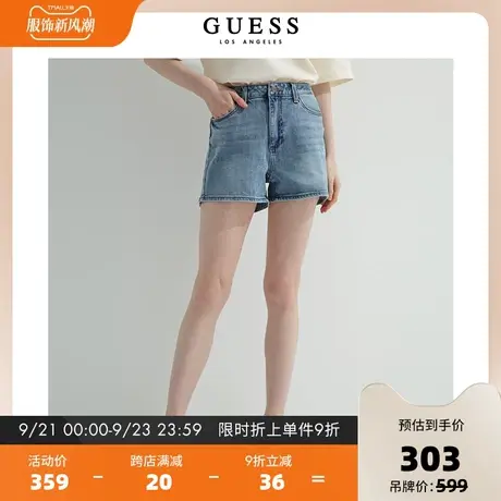 GUESS 女士休闲时学院风牛仔短裤-YM2D8952图片