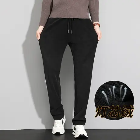 直筒休闲裤男冬季雪尼尔灯芯绒裤子男士秋款垂顺加大码宽松运动裤商品大图