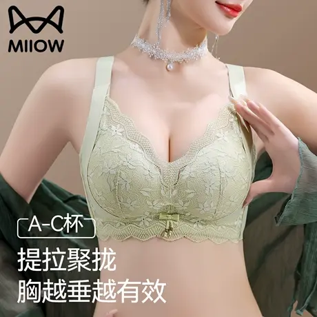 猫人内衣女小胸聚拢显大防下垂无钢圈性感蕾丝夏薄款透气调整文胸图片