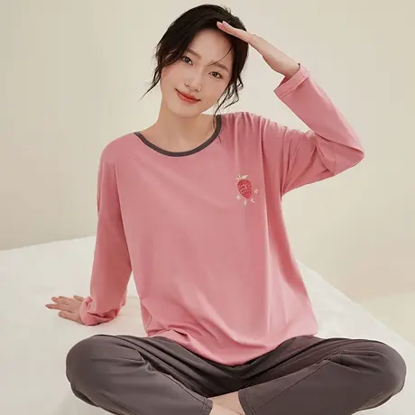顶瓜瓜睡衣纯棉布料100全棉长袖遛弯秋季家居服女款2025新款超火商品大图