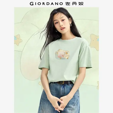 佐丹奴T恤女装纯棉印花圆领针织短袖T恤 69395106商品大图