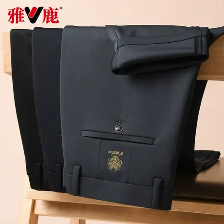 雅鹿男装裤子春夏新款休闲裤弹力商务直筒西裤时尚爸爸装长裤商品大图