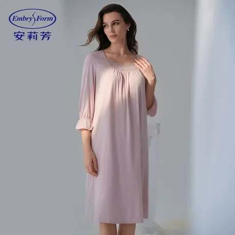 CJ9安莉芳夏季方领套头七分袖睡裙女家居服睡衣套装商品大图