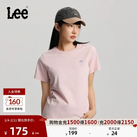 Lee26春夏新品标准版圆领渐变Logo印花女短袖T恤休闲LWT0121924LE图片