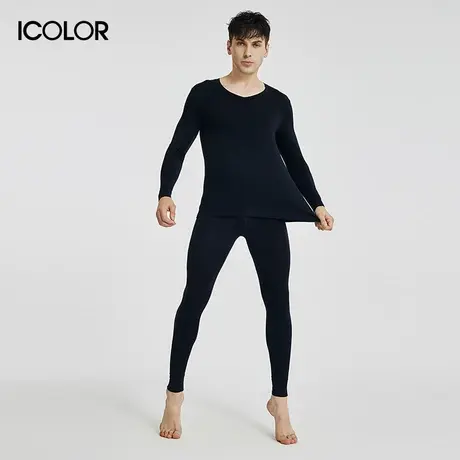 IColor男士保暖套装秋冬新款羽绒蛋白纤维自发热高弹无痕保暖内衣商品大图