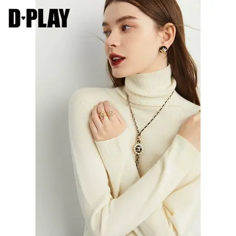 DPLAY春新品岛精ji一体成型100全羊毛打底衫百搭针织衫商品大图