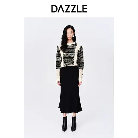 【七七酱专享】【肌理美学奥莱】DAZZLE地素秋拼接千金小香风针织商品大图