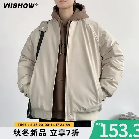 VIISHOW冬季棉服外套男加棉厚潮牌日系工装冲锋衣厚连帽棉衣夹克商品大图