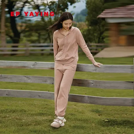 EP YAYING雅莹女装 纯羊绒连帽拉链针织开衫外套 商场同款9199A商品大图