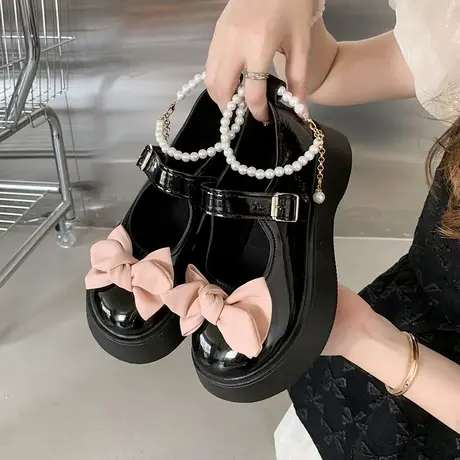 甜酷小皮鞋女夏季2023新款配裙子日系jk百搭单鞋厚底增高玛丽珍鞋图片