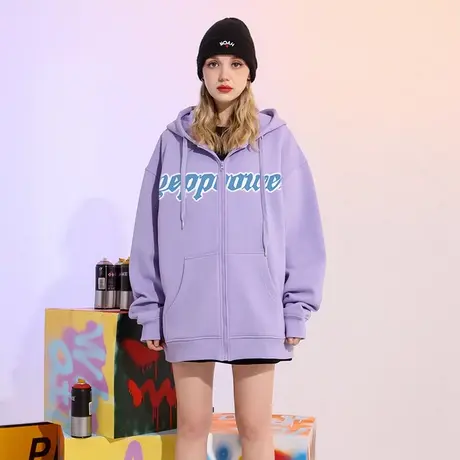 YEP外套女春秋款宽松bf慵懒风设计感小众炸街减龄开衫卫衣潮ins商品大图