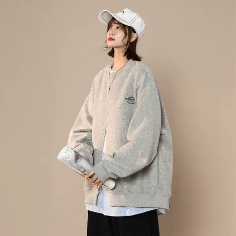 拼接假两件卫衣女春秋2023年新款ins潮牌复古设计感宽松无帽上衣商品大图