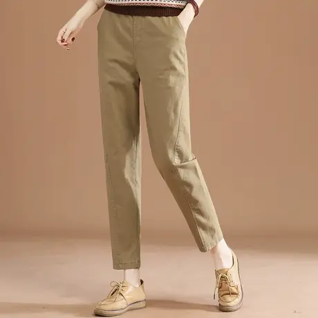 韩潮袭人松紧高腰黑色工装裤子女2024新款春装宽松直筒西装休闲裤商品大图