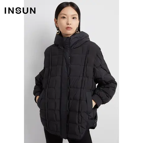 INSUN恩裳线上专选冬季可拆卸袖连帽鹅绒羽绒服商品大图
