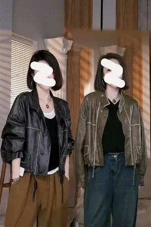 2023新款港风pu皮衣女外套今年流行设计感美式复古机车爆款高级感商品大图