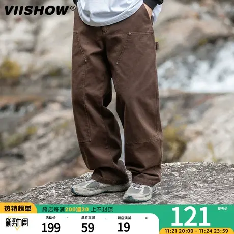 VIISHOW男士直筒裤美式工装裤男夏季薄款裤子休闲百搭宽松伐木裤商品大图