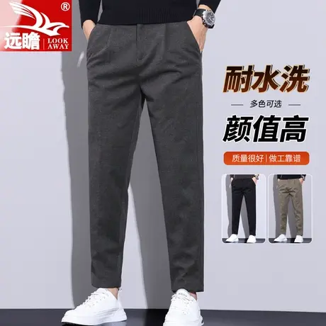 秋季男士休闲裤2023新款潮牌宽松直筒磨毛呢男裤子春秋款百搭裤子图片