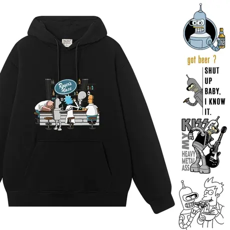 秀洛飞出个未来衣服美漫弗莱班德动漫男装秋冬加绒情侣连帽卫衣服商品大图