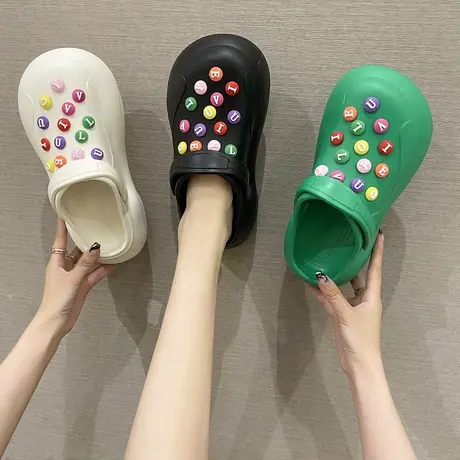 凉拖鞋女外穿ins潮2023年厚底增高时尚防滑高跟松糕洞洞鞋沙滩鞋商品大图