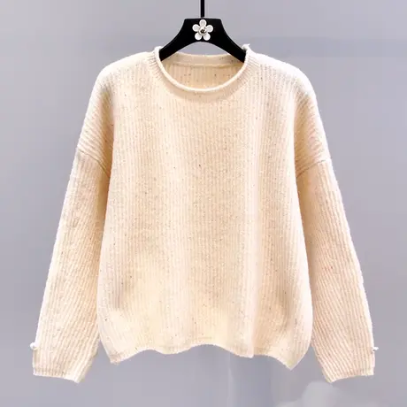 高级感彩色点点套头毛衣女冬季2023新款宽松慵懒风内搭打底针织衫商品大图