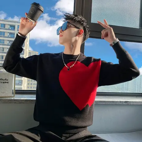 毛衣秋季设计感小众情侣内搭针织衫修身个性潮流百搭复古ins体恤商品大图