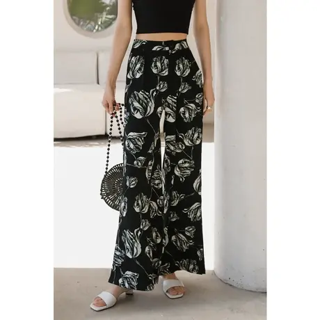 弥古波西米亚阔腿裤女雪纺凉凉裤沙滩裤海边度假裤子夏季印花长裤商品大图