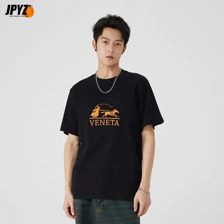 夏季新款纯棉商务休闲短袖t恤男潮牌刺绣印花半袖潮流体恤打底衫商品大图