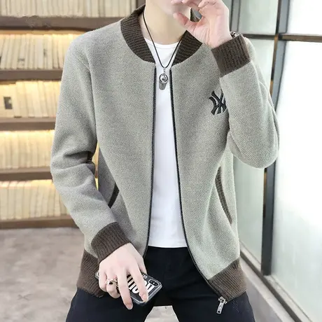秋冬季男士加绒加厚款针织开衫毛衣男慵懒风日系宽松外套韩版潮流图片