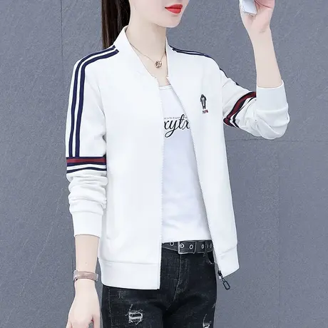 棒球领卫衣外套女春秋2023年新款时尚拉链上衣薄款长袖休闲运动服图片