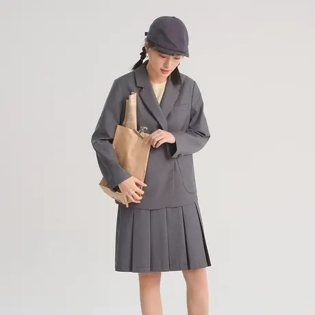 omont蛋挞家 复古单扣黑色西装外套女设计感小众外套早秋夏百搭商品大图