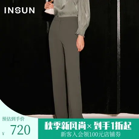 [醋酸系列]恩裳COVER2023秋季新款时髦立裁斜插式口袋高腰直筒裤图片