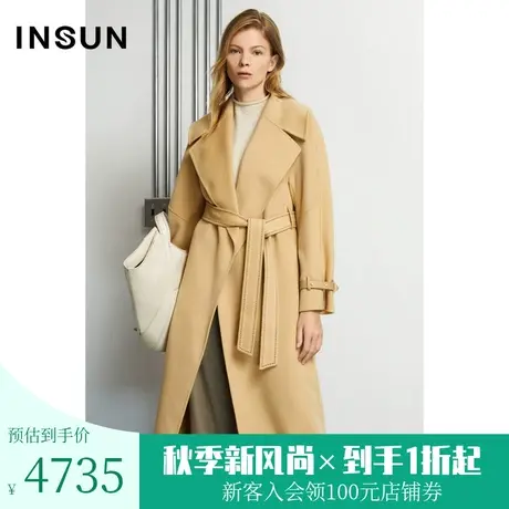 恩裳商场同款冬季气质都市H型大翻领毛呢外套女长款羊绒图片