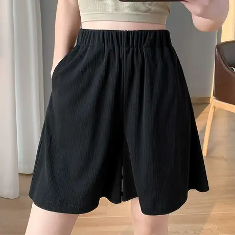百褶条A字型五分裤女宽松显瘦夏季新款休闲短裤气质外穿运动裤子商品大图