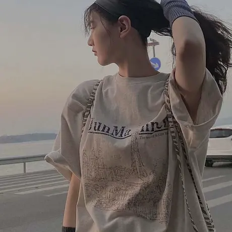 美式复古短袖t恤女夏季薄款宽松韩版ins半袖设计感小众别致上衣服商品大图