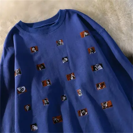 美式复古卫衣女2022春秋小个子宽松韩版ins超火上衣chic港风外套商品大图