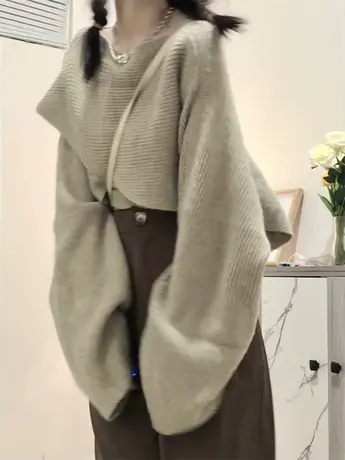 短款毛衣女小个子春秋外穿日系复古慵懒风设计感小众高级感上衣女商品大图