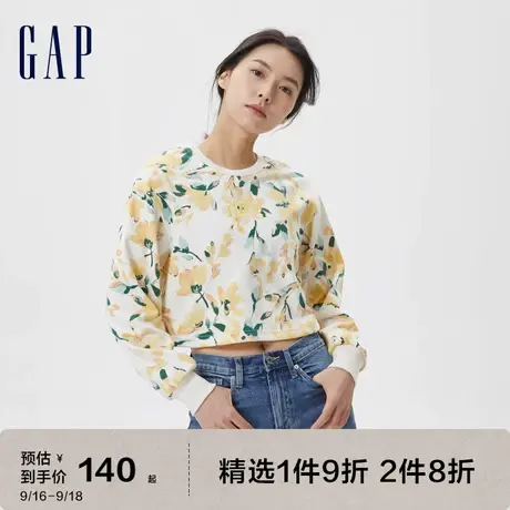 Gap女装秋季新款LOGO花朵印花辣妹短款卫衣591006时尚运动上衣图片