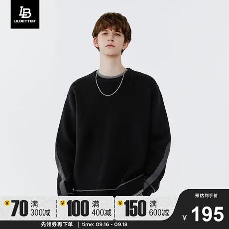 Lilbetter毛衣男秋冬季外套男士圆领线衣宽松长袖针织衫衣服潮牌图片