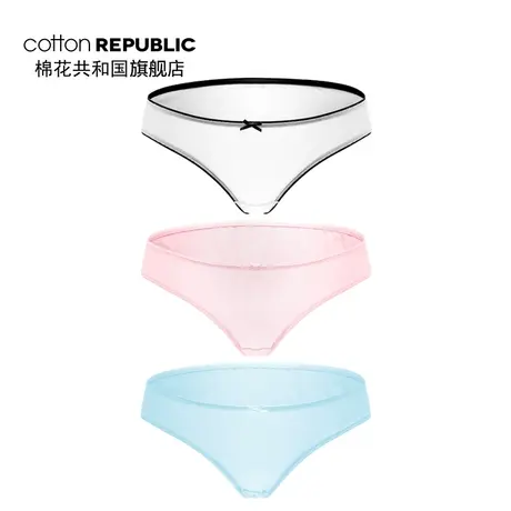 Cotton Republic/棉花共和国女士棉质三角内裤性感低腰三条装图片