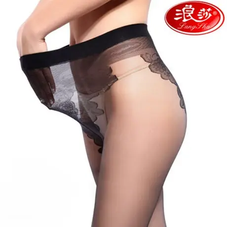 浪莎丝袜女连裤袜超薄光腿神器防勾丝比基尼无痕夏季性感黑丝袜商品大图