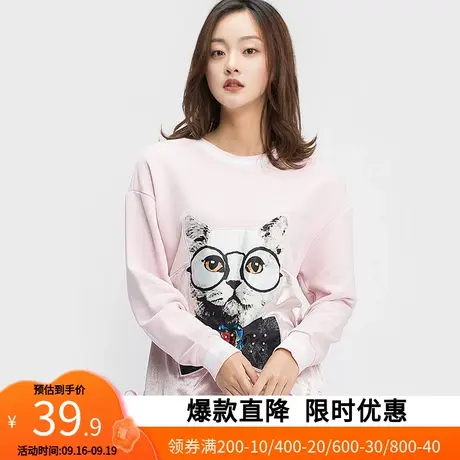 艾格2023春季女装时尚百搭休闲个性卡通长袖圆领套头T恤卫衣Y80商品大图